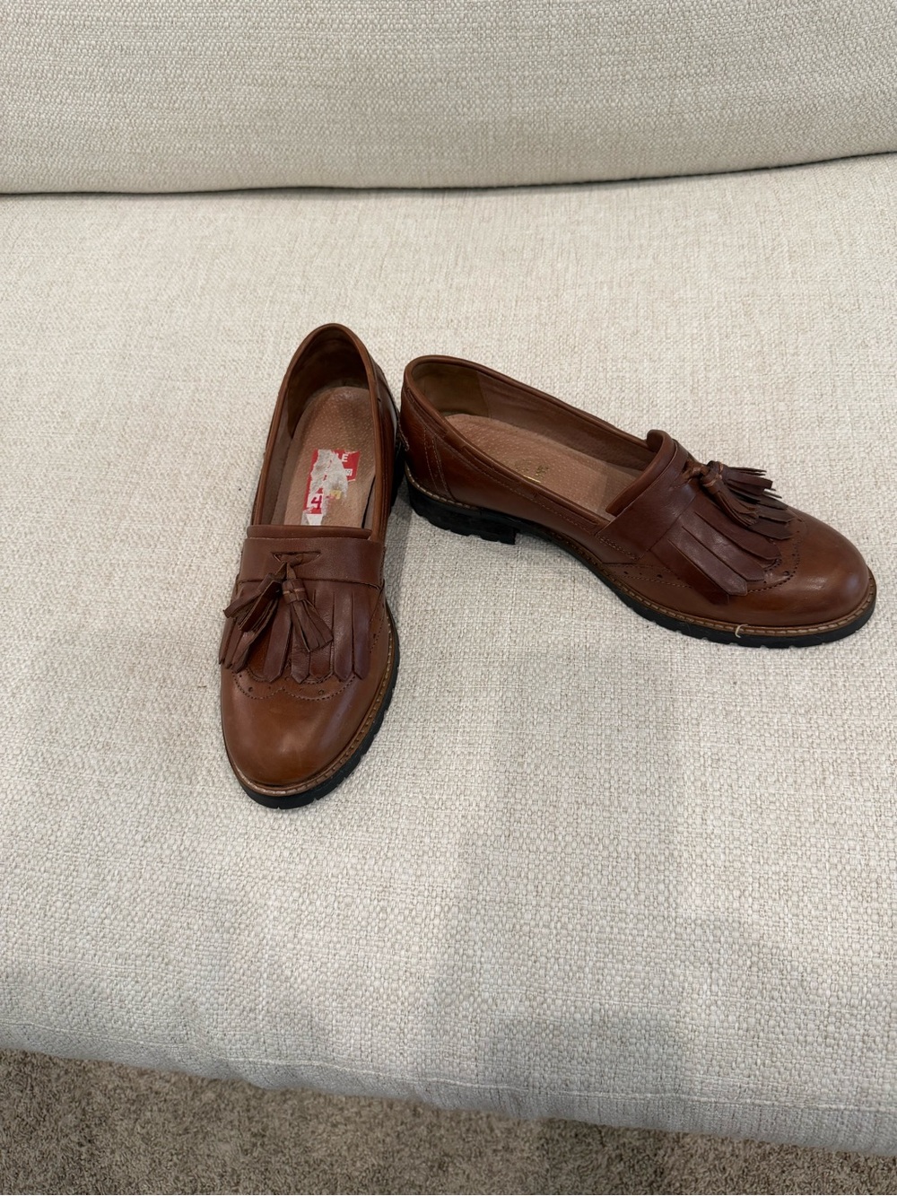 Men's Brown Leather Tassel Loafers with Fringe Detail